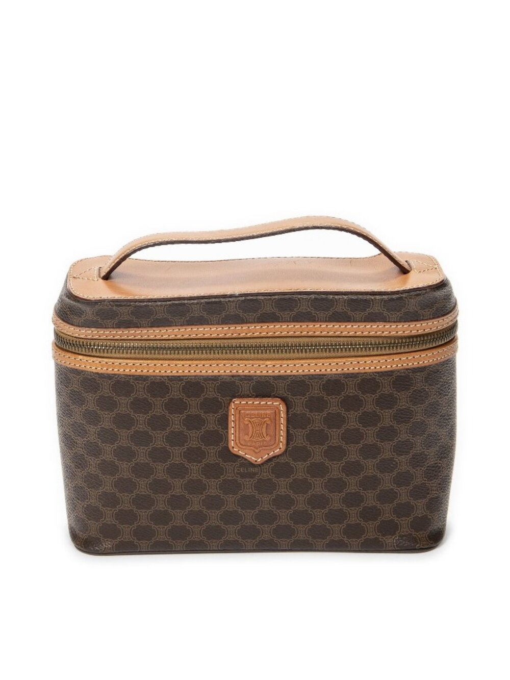Celine Top Handle Toiletry Pouch Brown Macadam Canvas